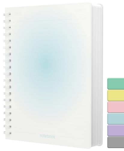 Smarpau Cuaderno B5 en espiral, 300 páginas/150 hojas para escribir, papel grueso de 100 g/m², cubierta dura de PVC, diario para mujeres, hombres, trabajo, oficina, escuela, 19 x 25 cm, color azul