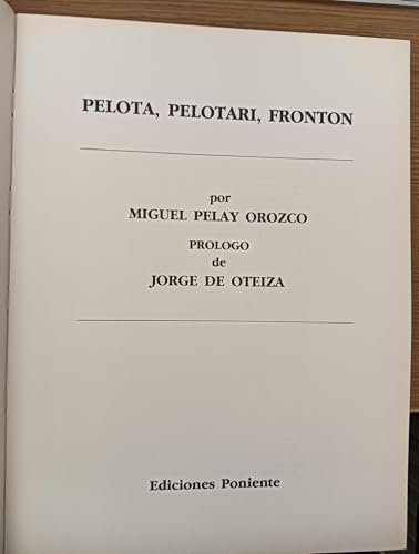 Portada de Pelota, pelotari, fronton