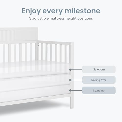 Image of Dream On Me Ivy 5-in-1 Convertible Full-Size Baby Crib in White, GreenGuard Gold & JPMA Certified, 3 Mattress Heights, Converts to Toddler, Day & Full-Size Bed, Safe & Stylish Nursery