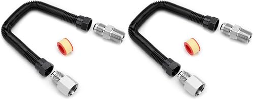 Image of Stanbroil 1 /2 inch OD x 3 /8 inch ID 12 inch Non-Whistle Flexible Flex Gas Line Connector Kit for NG or LP Fire Pit and Fireplace (Pack of 2)