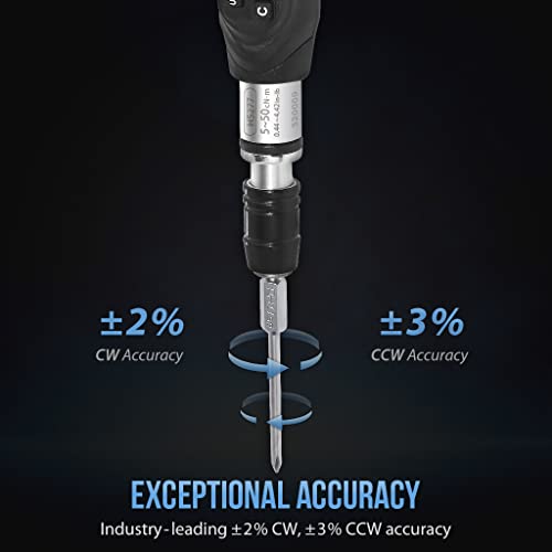 Image of FIRSTINFO H5277U Digital Torque Screwdriver, Dual Direction 0.44-4.42 in-lbs. / 5-50 cN-m / 0.51-5.1 kg-cm, with 250 Data Memory, LED and Buzzer Notification, Preset Memory