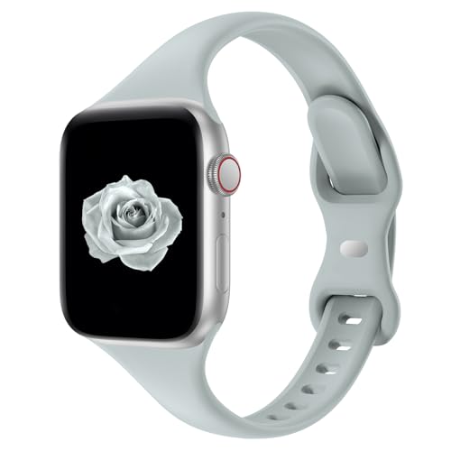 Image of Thin Slim Band Compatible with Apple Watch 38mm 40mm 41mm 42mm 44mm 45mm 46mm 49mm, Replacement Silicone Sport Strap for iWatch Series 11 /10 /9 /8 /7 /6 /5 /4 /3 /2 /1 Ultra SE Women Men, Succulent