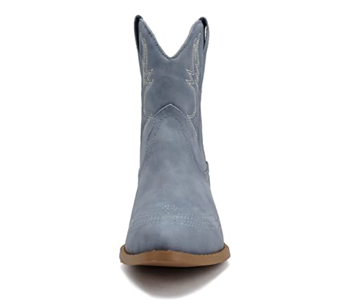 Soda Women Cowgirl Cowboy Western Stitched Ankle Boots Pointed Toe Short Booties Rigging-S (Wide Fit Available)3