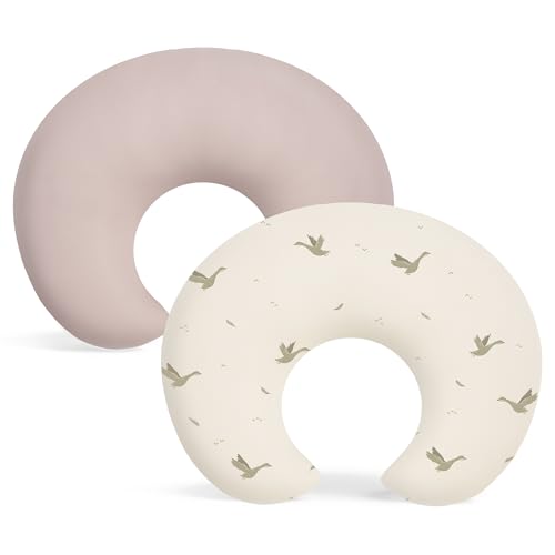 Susurration 2 Pack Nursing Pillow Cover Ultra Soft and Stretchy Compatible with Boppy Breastfeeding Pillow Comfortable and Skin-Friendly Slipcovers for Newborn Boys & GirlsSwan