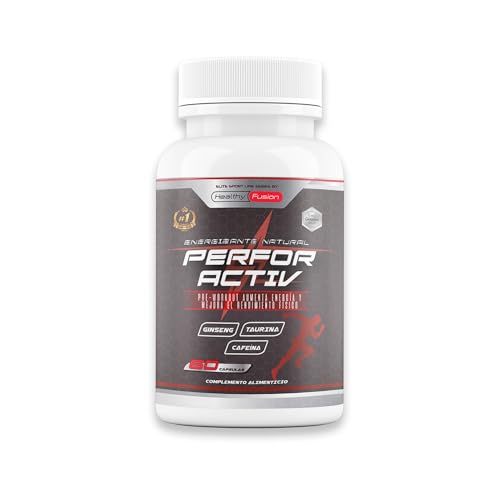 Healthy Fusion Perfor Activ | Potente Pre-Entreno | Cafeína, Taurina y Ginseng | Estimulante energético | Aumenta la resistencia | Suplemento deportivo para hombres y mujeres | 60 caps