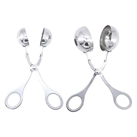 ShawFly Meat Baller, 2 pcs Stainless Steel Meat Baller Tongs, Tongs Meatball Pill Maker Round Rice Ball Maker, Cookie Dough Scoop for Kitchen Cover