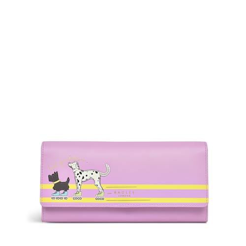 Image of Radley London Get Your Skates On Large Flapover Matinee for Women, in Sugar Pink with Appliqué & Screen Prints of Radley's Scottie Roller Skating