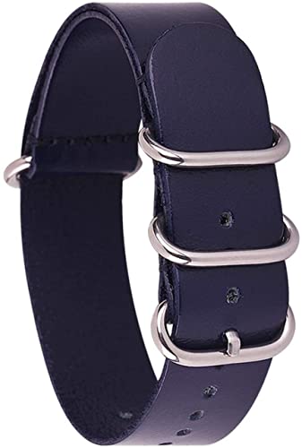 Bracelet de montre 18mm à 24mm en acier noir ou argent avec boucle à anneau pour homme et femme
