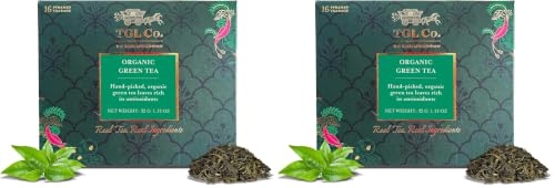 Image of TGL Co. Organic Green Tea (16 Tea Bags) | Refreshing Aroma | Supports Blood Circulation | Aids Digestion | Rich in Antioxidants | Immunity Booster (Pack of 2)