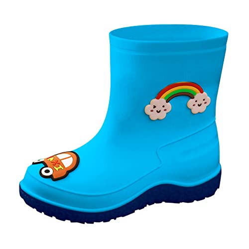 EnJoCho Toddler Rain Boots Kids Baby Boys Girls Rainbow Rubber Waterproof Round Toe Ankle Short Rain Shoes Slip On Shoes 3-10T
