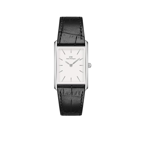 Daniel Wellington Bound Analog Watch for Man with White Rectangle Dial & Black Leather Strap Band Water Resistant Men's Wrist Watches - DW00100697K