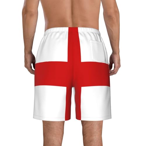 England Flag Men's Beach Pants-Quick-Dry & Comfortable Mens Beach Shorts for Men, Perfect for Surfing and Everyday Wear White3
