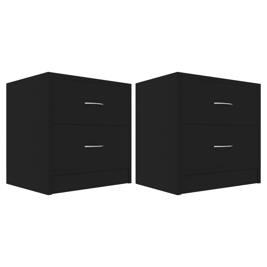 vidaXL 2X Mesitas de Noche Aparador Mesilla Auxiliar Armario de Habitación Dormitorio Cajón Organizador Almacenamiento Contrachapada Negro 40x30x40 cm