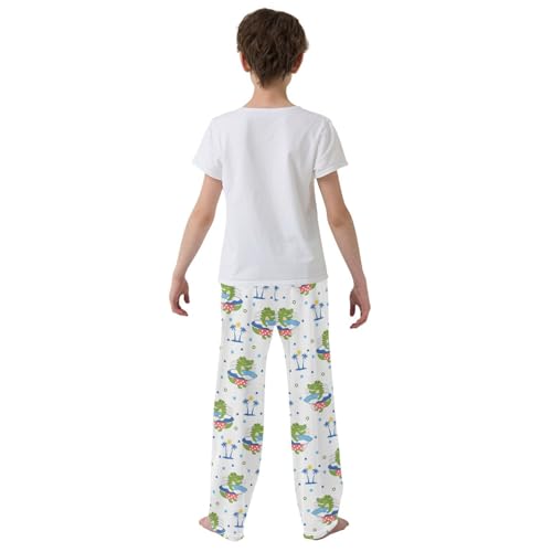 ZZXXB Crocodile Surf Boys Long Pants Soft Trousers Elastic Waist Kids Lounge Bottoms with Pockets S-XL3