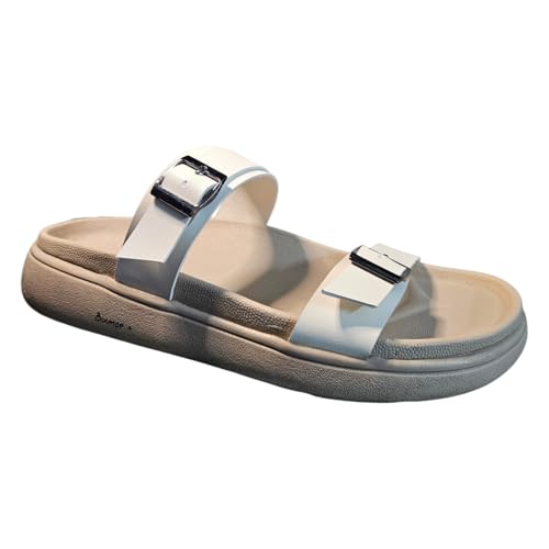 Image of Women's Vegan Leather Flat Sandals | Stylish Ladies Sandal with Cushioned Footbed | Lightweight & Waterproof EVA Sole | Comfortable Everyday Wear