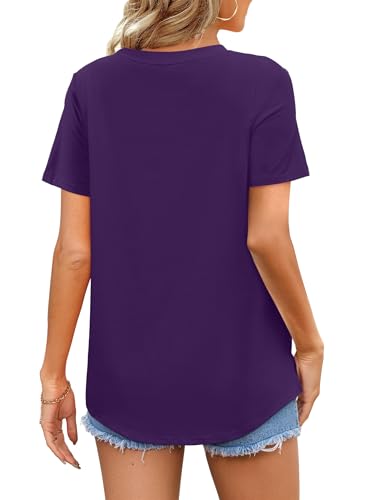 Image of Elesomo Womens Shirts Casual Crew Neck Short /Long Sleeve Tunic Tops Tees