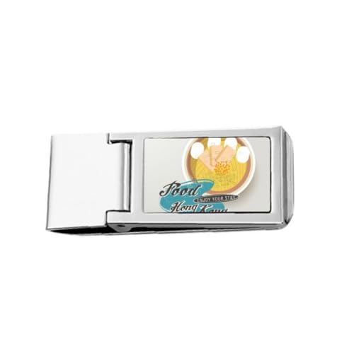 Hong Kong Ramen China Art Deco Fashion Slim Money Clip Stainless Holder Pocket Wallet