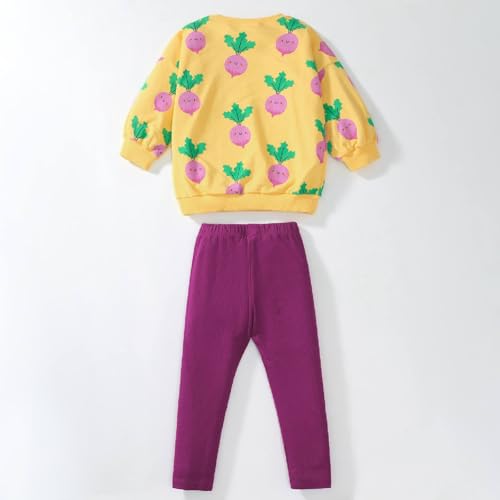 Image of HILEELANG Toddler Girl Fall Outfits Clothing Pants Set Sweatshirt Cotton Strench Leggings Playwear Sets 2pc
