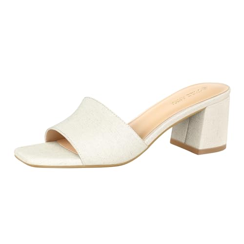 PIZZ ANNU Women's Simone Heels Sandals Low Block Chunky Heeled Sandal Open Toe Slip...