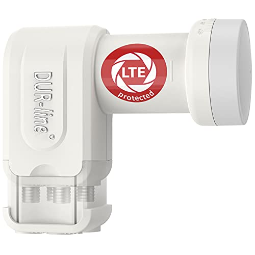 DUR-line +Ultra Quad LNB - 4 Teilnehmer weiß - mit LTE-Filter [ Test SEHR GUT *] 4-Fach digital mit Wetterschutz Full HD 4K Premium-Qualität