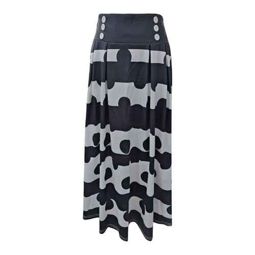 Falda de luna midi talla grande acampanada con estampado multicolor 3