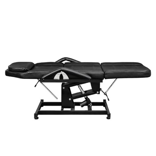 72in Massage Table 3-Section Spa Beauty Salon Tattoo Massage Bed with Motorized Reclinable Height Power Lift & Stool Black - Image 5