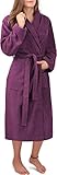 Absorbiert Feuchtigkeit Circle Five Damen Bademantel, Sauna-Mantel, Morgenmatel aus 100% Baumwolle Oeko-Tex 100 [Gr. XS-4XL] Farbe Aubergine Größe XL