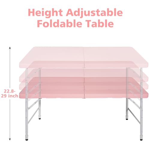 Mesa Plegable SculPong CT de 4 FT, Plástico Rectangular Plegable, Portátil, Color Rosa miniatura 3