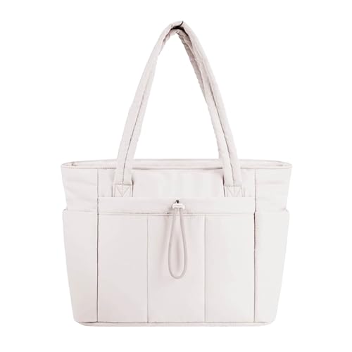 Image of 2026 Stylish Laptop Tote Bag Zipper Tote Bag Travel Work Daily Use Spacious Designer Shoulder Handbag, White, One Size