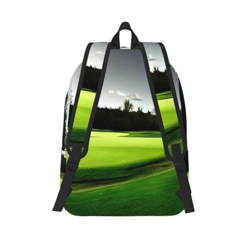 Sac à dos universitaire imprimé terrain de golf vert au design ergonomique