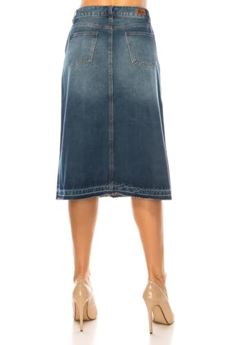Fashion2Love Women's Juniors/Plus Size Calf - Length Stretch Denim Skirt (79144)2