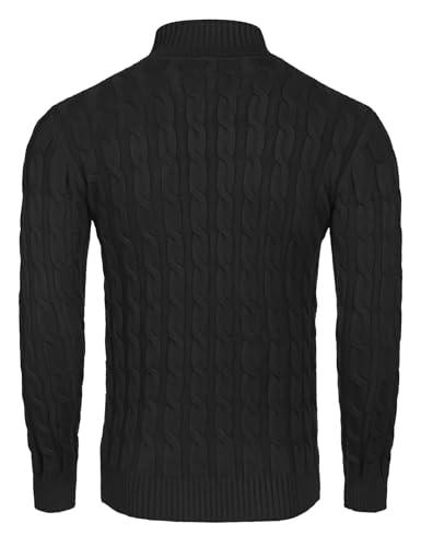 COOFANDY Men's Slim Fit Turtleneck Sweater Casual Twisted Knitted Pullover Sweaters3