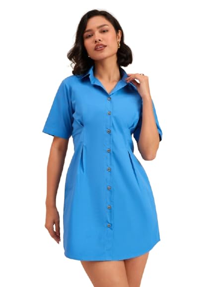 barcino Black Smocked Pure Cotton Shirt Mini Dress - Expert Choice Deal with 87% Discount on Amazon | Valzo