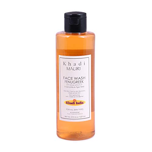 Khadi Mauri Herbal Apricot Face Scrub Dead Skin Remover & Revitalises Health, 210 Ml & Khadi Mauri Herbal Fenugreek (Methi) Face Wash - Anti Pigmentation - Herbal and Ayurvedic - 210 ml