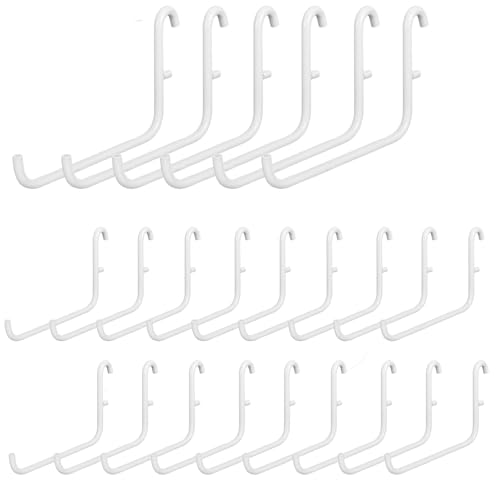 WWEsemeren 24 ganci per pannello forato, accessori per pannello forato compatibili con IKEA Skadis, ganci lunghi in metallo, per attrezzi, casa, ufficio, interni, 6 x 9,5 cm, bianchi