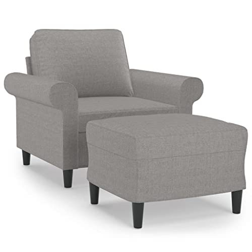 Sillón con taburete gris claro de 60 cm y patas de metal para salón 4