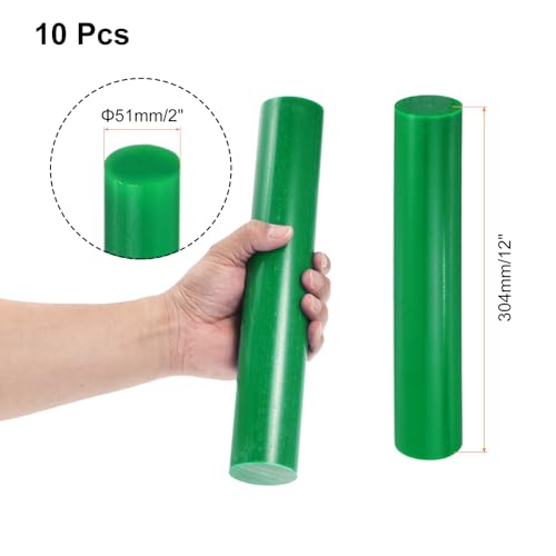 Image of uxcell 10 Pcs Plastic Rods 51 x 304mm Round Solid ABS Styrene Stick for DIY Toys Building Architectural Model Making, Green