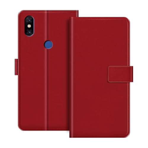 ESACMOT Funda de Cartera de Cuero Compatible con Xiaomi Mi Mix 3 Funda Tipo Libro con Tarjetero y Soporte, Cierre Magnético, Estilo Folio Resistente a (Rojo)