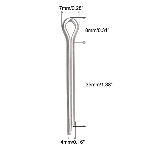 sourcing map 30 Stück Geteilter Splint Clip Befestigung aus Edelstahl für Automobil Mechanik 4 mm x 35 mm