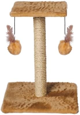 Arranhador Para Gatos Poste Com Brinquedo Duplo Exclusivo (Bege)