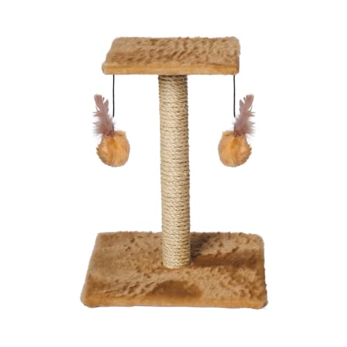 Arranhador Para Gatos Poste Com Brinquedo Duplo Exclusivo (Bege)