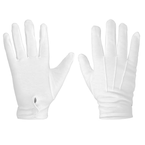 YQQYG 2 pares de guantes blancos, guantes blancos para hombre, guantes de uniforme blanco con puño a presión para servidor de boda, guardia formal, policía, inspección formal de joyas de esmoquin
