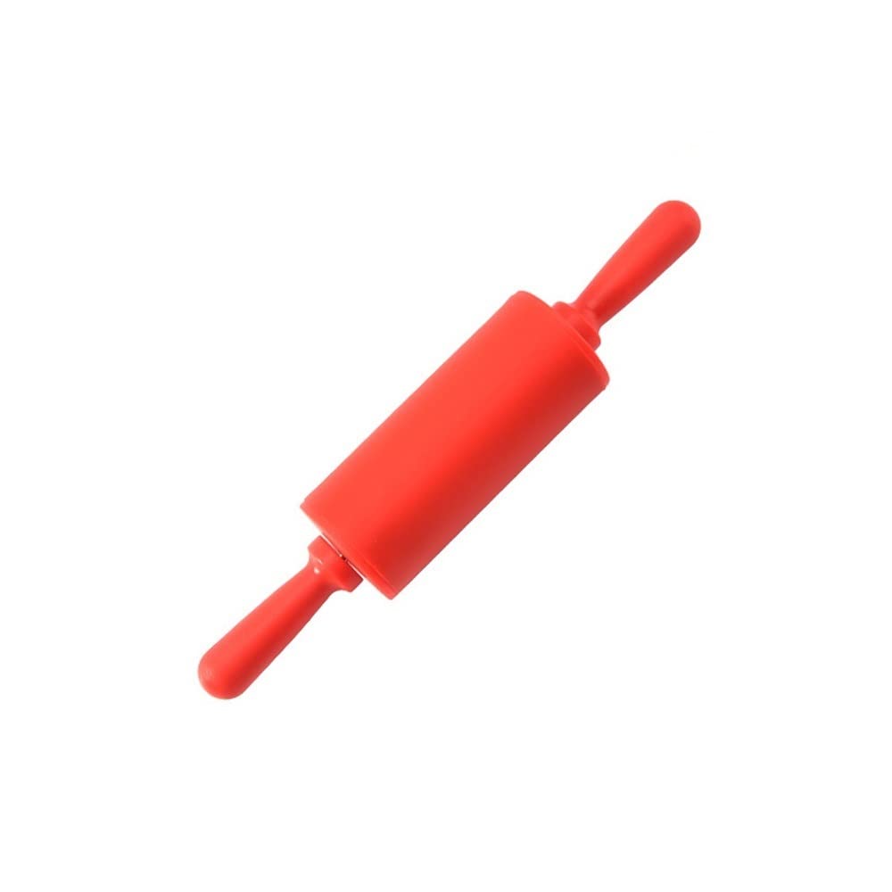 Rodillos de Amasar Cuerpo de Silicona Mango de Madera Rodillo Tipo Rodillo Antiadherente Harina Fondant Biscuit Dumpling Stick Utensilios de Cocina (Color : Red, Size : 23x4.2cm)