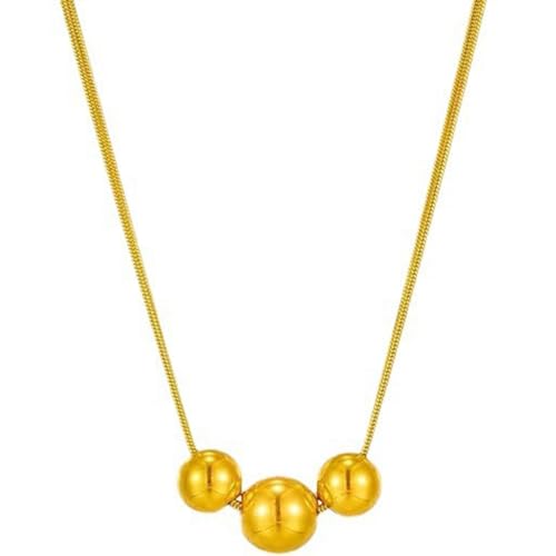 Jude Jewelers Stainless Steel Triple Beads Charm Double Chain Statement Wedding Party Necklace