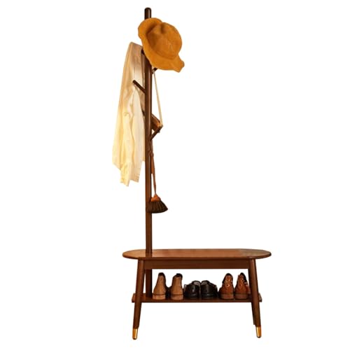 Porte-manteau avec banc à chaussures en bois à 3 niveaux pour entrée