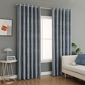 PRIME LINENS Curtain for Living Room Ring Top Jacquard Fully Lined Modern Panels Eyelet Curtain for Bedroom Window with 2 Free Tie Backs (Silver, W 90" x L 90")