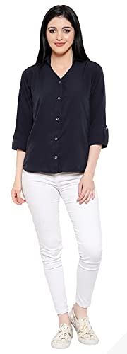Image of DHRUVI Trendz Women's Solid Crepe Regular Fit Shirt