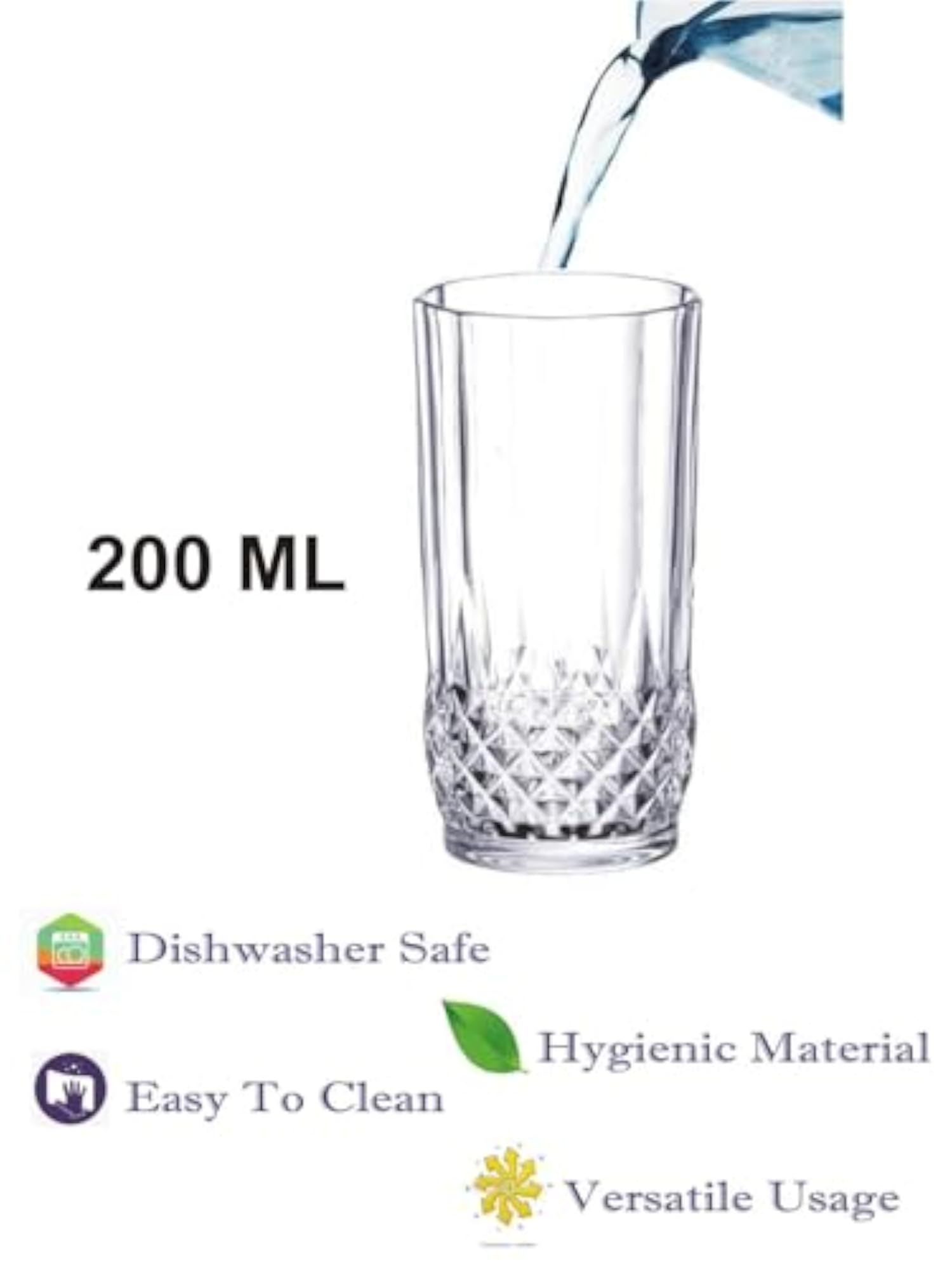 Multipurpose Drinking Glass, Transparent 250ml