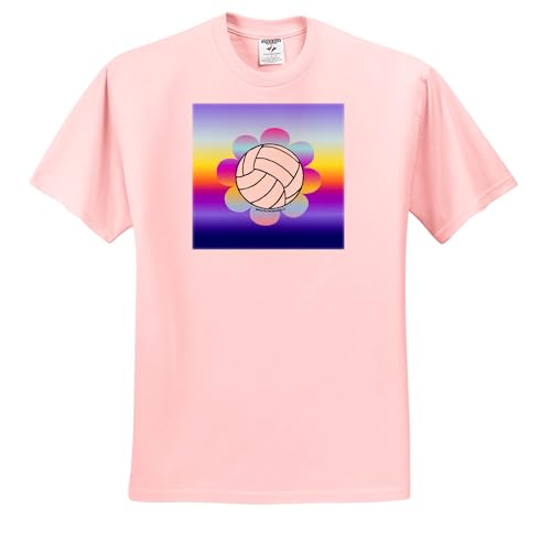 3dRose, Volleyball Flower on Rainbow, T-Shirt