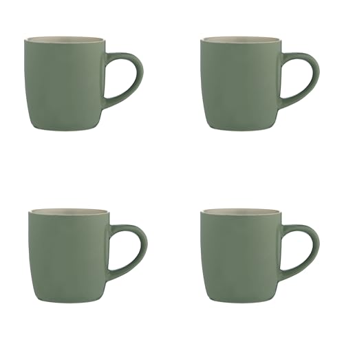 Price & Kensington Set di tazze Accents, verde salvia con interno crema, 330 ml, in gres porcellanato, set di 4 | Ceramica resistente, lavabile in lavastoviglie e adatta al microonde, marchio British